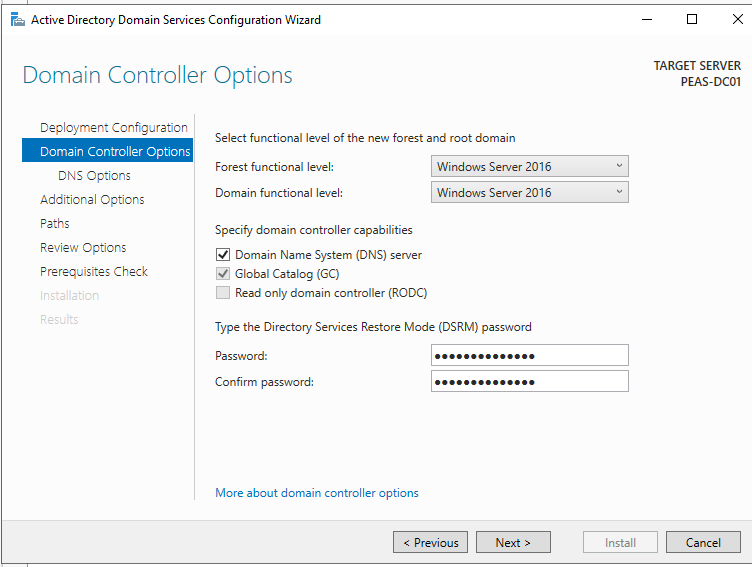 Promoting Windows Server to a domain controller